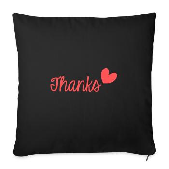 THANK YOU. THANKS. THANK YOU. ANNIVERSARY. BIRTH. - Sofa pillowcase 17,3'' x 17,3'' (45 x 45 cm) - black - Front