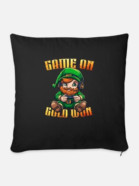 Cute Leprechaun Gamer - Sofakissenbezug 45 x 45 cm - Schwarz