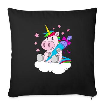 First class - unicorn with sugar bag - Sofa pillowcase 17,3'' x 17,3'' (45 x 45 cm) - black - Front