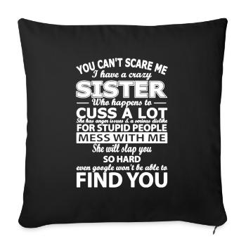 T-shirt frère soeur - Housse de coussin décorative 45 x 45 cm - noir - Devant