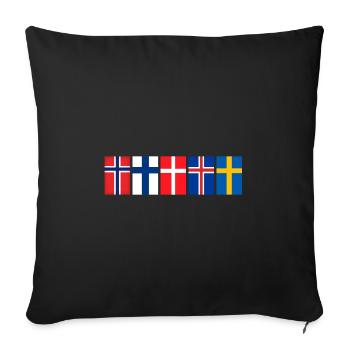 Scandinavie Drapeaux Suède Norvège Islande - Housse de coussin décorative 45 x 45 cm - noir - Devant