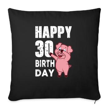 piggy - joyeux anniversaire - de 30 ans - Housse de coussin décorative 45 x 45 cm - noir - Devant