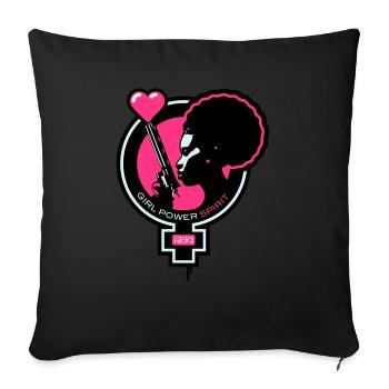 Girl-Power-Spirit-01-customizable - Housse de coussin décorative 45 x 45 cm - noir - Devant