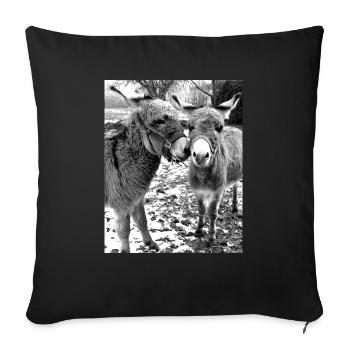 Deux ânes - Housse de coussin décorative 45 x 45 cm - noir - Devant
