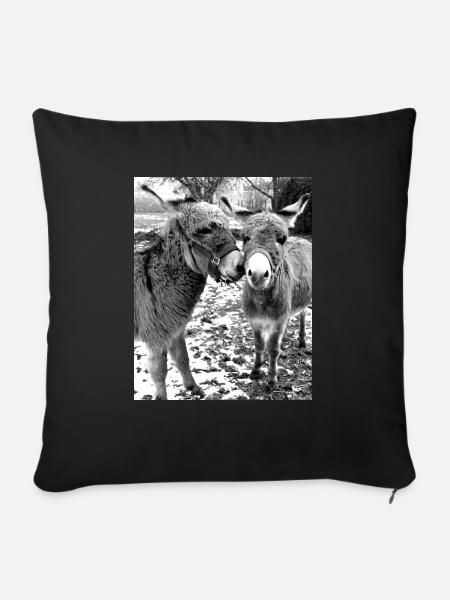 Zwei Esel - Sofakissenbezug 45 x 45 cm - Schwarz