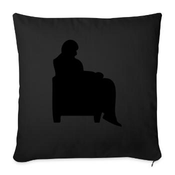 Mann sitzender Sessel Canape alt - Sofakissenbezug 45 x 45 cm - Schwarz - Vorne