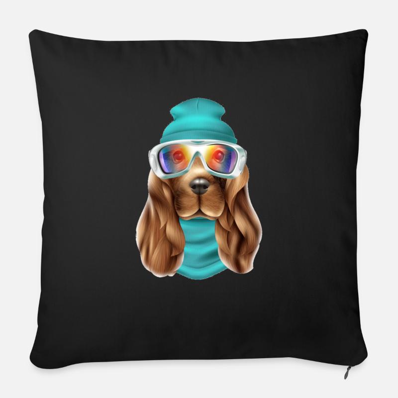 Cooler Hund , Winter Edition , Funny , LIMITIERT - Sofakissenbezug 45 x 45 cm - Schwarz