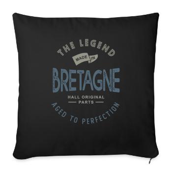 MADE IN BRETAGNE Bretonisches Geburtstags-Weihnachtsgeschenk - Sofakissenbezug 45 x 45 cm - Schwarz - Vorne