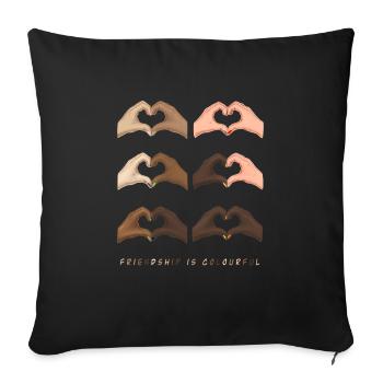 «L'amitié est colorée» les mains du cœur - Housse de coussin décorative 45 x 45 cm - noir - Devant