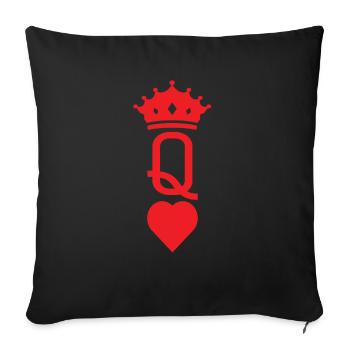 queen karten in groß- Partnerlook - Sofakissenbezug 45 x 45 cm - Schwarz - Vorne