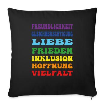 regenbogen csd diversity - Sofakissenbezug 45 x 45 cm - Schwarz - Vorne