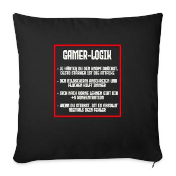 GAMER-LOGIK - Sofakissenbezug 45 x 45 cm - Schwarz - Vorne
