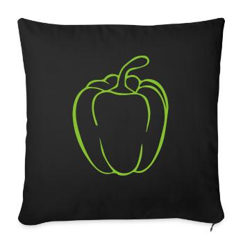 T-shirt poivron vert - Housse de coussin décorative 45 x 45 cm - noir - Devant