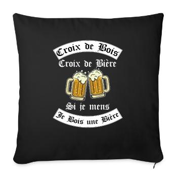 crois de bois croix de bière | cadeau beauf - Housse de coussin décorative 45 x 45 cm - noir - Devant