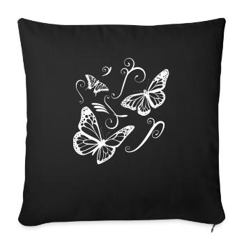 papillon Tatoo cadeau petite amie fleurs Ranke - Housse de coussin décorative 45 x 45 cm - noir - Devant
