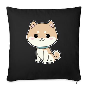 Shiba Inu - Sofa pillowcase 17,3'' x 17,3'' (45 x 45 cm) - black - Front