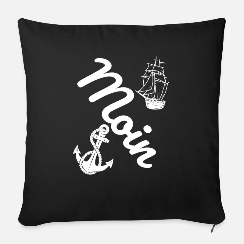 MOIN anker schiff - Sofakissenbezug 45 x 45 cm - Schwarz