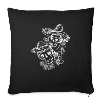 Skull skull tattoo halloween mexico mexican draw - Sofa pillowcase 17,3'' x 17,3'' (45 x 45 cm) - black - Front