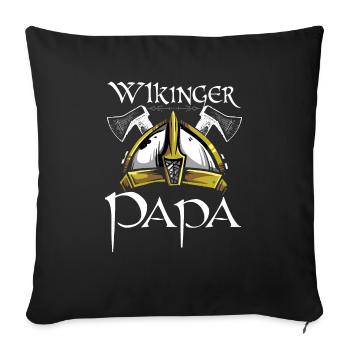 Wikinger Papa Helm Vater Dad Odin Myolnir Vikinger - Sofakissenbezug 45 x 45 cm - Schwarz - Vorne