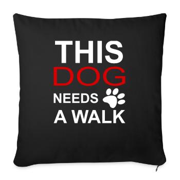 Promenade de chien Poison de patte de chien - Housse de coussin décorative 45 x 45 cm - noir - Devant