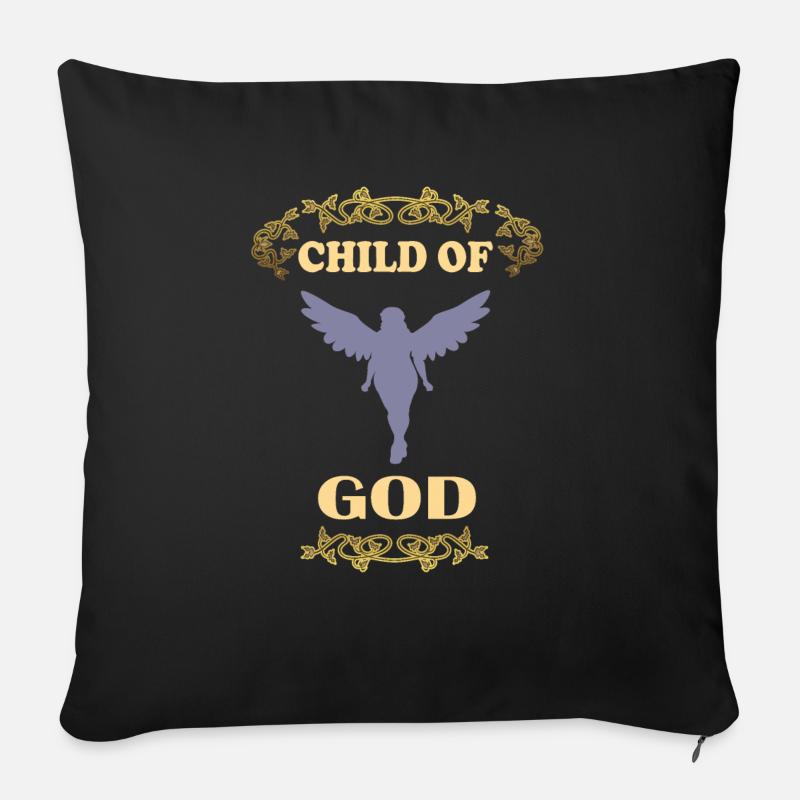 Dessein chrétien, Enfant de Dieu - Housse de coussin décorative 45 x 45 cm - noir