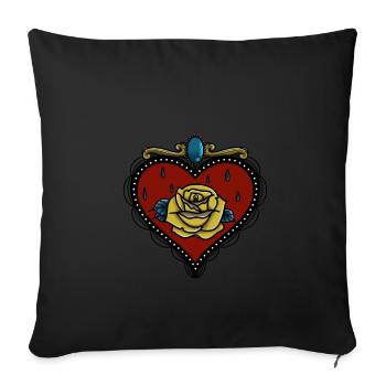 Neotraditional Heart - Sofakissenbezug 45 x 45 cm - Schwarz - Vorne