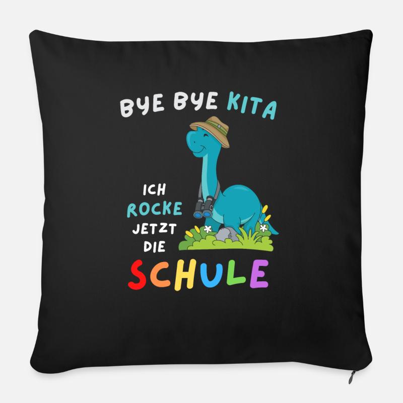 Dinosaurier Schulanfang Einschulung Schulstart - Sofakissenbezug 45 x 45 cm - Schwarz