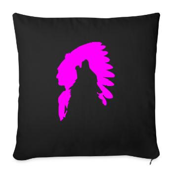 Indien et Loup T-shirt SPORT Cadeau D'Anniveesaire - Housse de coussin décorative 45 x 45 cm - noir - Devant