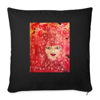 Miss Fleur - Sofakissenbezug 45 x 45 cm - Schwarz - Vorne