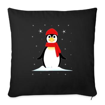 Pingouin Snow Stars (Étoiles des neiges) - Housse de coussin décorative 45 x 45 cm - noir - Devant