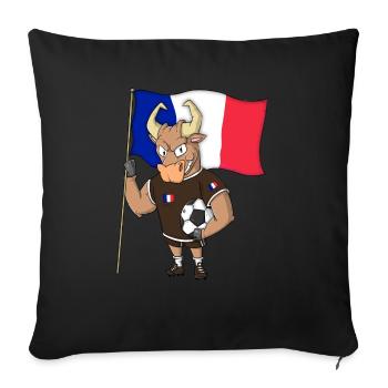 Taureau Fan France - Housse de coussin décorative 45 x 45 cm - noir - Devant