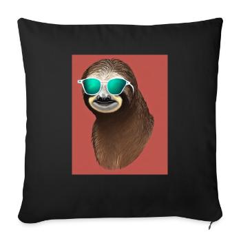 Cool Comic Portrait of a Sloth with sunglasses - Sofa pillowcase 17,3'' x 17,3'' (45 x 45 cm) - black - Front