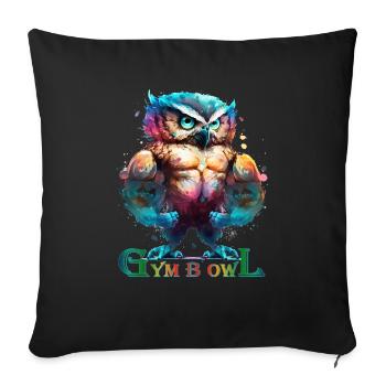 Gym B Owl - Gymbowl - Weight Training Owl - No Pain... - Sofa pillowcase 17,3'' x 17,3'' (45 x 45 cm) - black - Front
