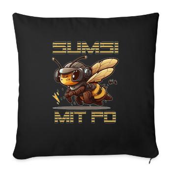 Sumsi mit Po - Optimismus - rasende Biene - Sofakissenbezug 45 x 45 cm - Schwarz - Vorne