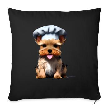 Yorkshire Terrier Puppy Cooking Restaurateur Dog - Sofa pillowcase 17,3'' x 17,3'' (45 x 45 cm) - black - Front