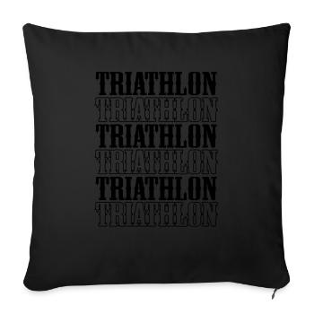 Triathlon Marathon Natation Vélo Course - Housse de coussin décorative 45 x 45 cm - noir - Devant