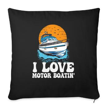 J’adore Motor Boatin' Pontooning Bateau à moteur Capitaine - Housse de coussin décorative 45 x 45 cm - noir - Devant