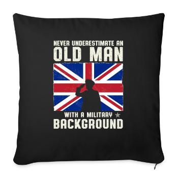 Never Underestimate An Old Man With A Military - Sofa pillowcase 17,3'' x 17,3'' (45 x 45 cm) - black - Front