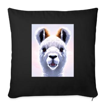 super cute white alpaca painting fluffy animal - Sofa pillowcase 17,3'' x 17,3'' (45 x 45 cm) - black - Front
