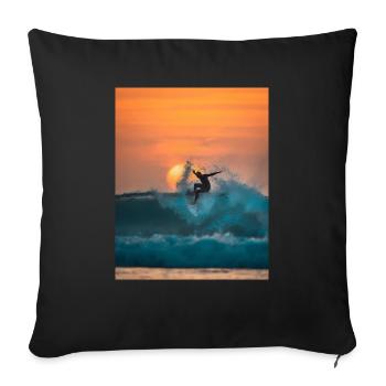 surfer riding on waves - Sofakissenbezug 45 x 45 cm - Schwarz - Vorne