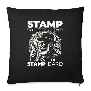 Collectionneur de timbres-poste vintage papa philatéliste - Housse de coussin décorative 45 x 45 cm - noir - Devant