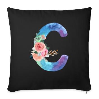 Letter c watercolor - Sofa pillowcase 17,3'' x 17,3'' (45 x 45 cm) - black - Front