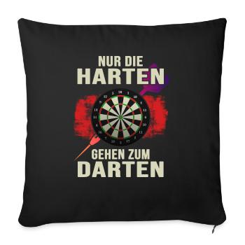 Dart Dartspieler Dartpfeil darten Dartscheibe - Sofakissenbezug 45 x 45 cm - Schwarz - Vorne