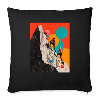 Couple of Climbers collage - Sofa pillowcase 17,3'' x 17,3'' (45 x 45 cm) - black - Front