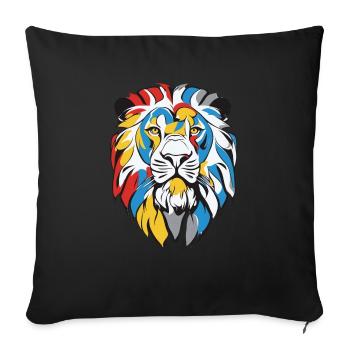 Lion Majestueux, Animaux, Nature Sauvage, Tigre, Prédateur - Housse de coussin décorative 45 x 45 cm - noir - Devant