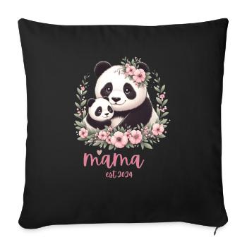 Mama est 2024 I Panda Bear Mum I First Time Mom - Sofa pillowcase 17,3'' x 17,3'' (45 x 45 cm) - black - Front