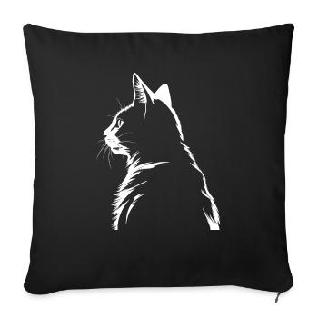 Cat, Cat Motif - Sofa pillowcase 17,3'' x 17,3'' (45 x 45 cm) - black - Front