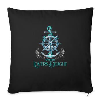 Fruits de mer, huîtres, perles, fruits de mer, pétoncles, nourriture - Housse de coussin décorative 45 x 45 cm - noir - Devant