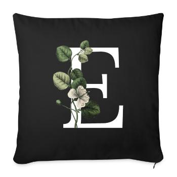Green Botanical Letter E - Sofa pillowcase 17,3'' x 17,3'' (45 x 45 cm) - black - Front