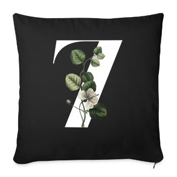 Nummer 7 Blumengrün -7. Blumengeburtstag - Sofakissenbezug 45 x 45 cm - Schwarz - Vorne